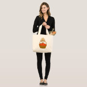 🛒 **Jumbo Boodschaptentas Pompoenen & Tarwe Mand* Grote Tote Bag (Voorkant (model))