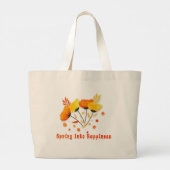 Jumbo Canvas tas, Spring in Happiness Grote Tote Bag (Achterkant)