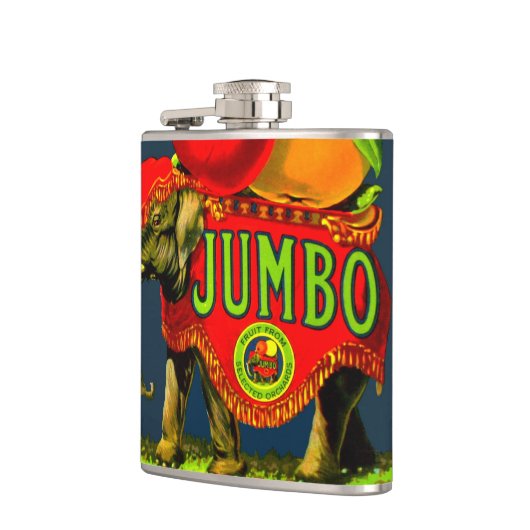  Jumbo Circus Elephant Fruit Label Flask Heupfles (Links)
