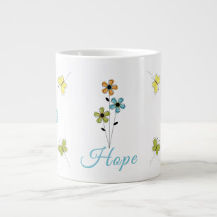 Jumbo Coffee Mok-Faith-Hope-Love-Butterfly-Flower Grote Koffiekop