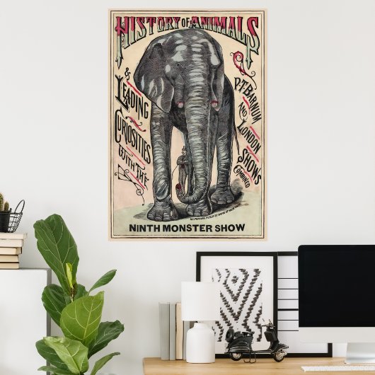 JUMBO de ELEPHANT CIRCUS AD c. 1883 Poster (Thuiskantoor)