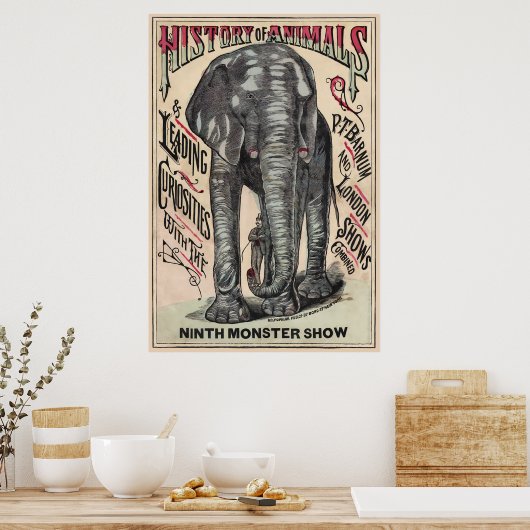  JUMBO de ELEPHANT CIRCUS AD c. 1883 Poster (Keuken)