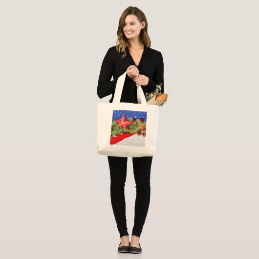 Jumbo Einkaufstasche Frohes Weihnachtsfest Grote Tote Bag (Voorkant (model))
