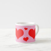 Jumbo-Esspresso-Tasse, rosa, mit roten Herzen Espresso Kop (Voorkant rechts)