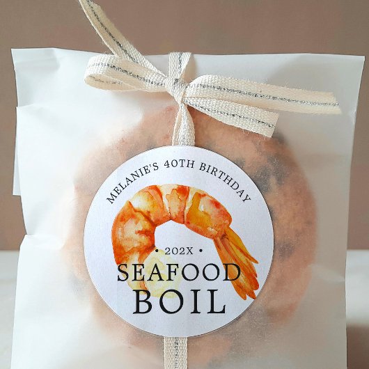 Jumbo Garnalen | Zeevruchten Thema Verjaardagsfees Ronde Sticker