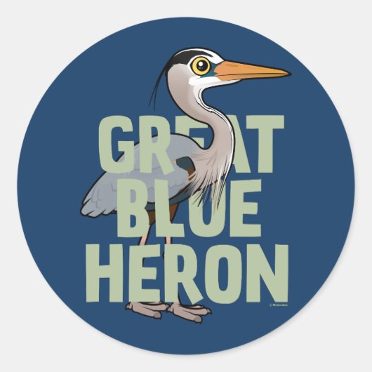 Jumbo Grote Blauwe Heron Ronde Sticker (Voorkant)