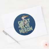 Jumbo Grote Blauwe Heron Ronde Sticker (Envelop)