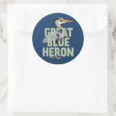 Jumbo Grote Blauwe Heron Ronde Sticker (Tas)