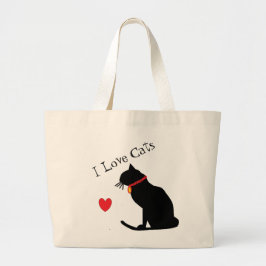 Jumbo I Love Cats Red Heart and White Graphic Tas