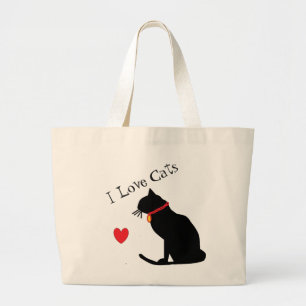 Jumbo I Love Cats Red Heart and White Graphic Tas