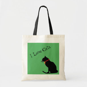 Jumbo Ik hou van katten groen en wit grafisch Tas