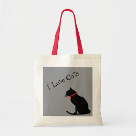Jumbo Ik hou van katten zwart en grijs grafisch Ta Tote Bag