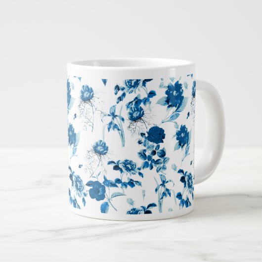 Jumbo Mok-Blue Floral Coffee Mok (Voorkant rechts)