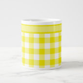 Jumbo Mok, Lemon Yellow Check Gingham Pattern Grote Koffiekop (Voorkant)