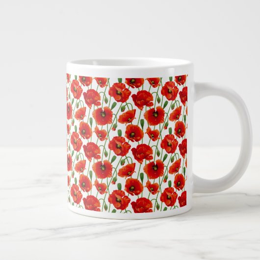 Jumbo Mok-Red Poppies Grote Koffiekop (Rechts)