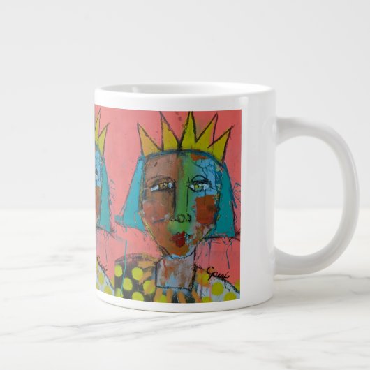 Jumbo-Mok - Spuitverf en kroon Grote Koffiekop (Rechts)