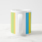 Jumbo-Mok: Turquoise, Geel, Groene Stripes Grote Koffiekop (Achterkant)