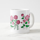 Jumbo mok van 20 oz. met roze bloemen (Voorkant rechts)
