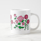 Jumbo mok van 20 oz. met roze bloemen (Rechts)