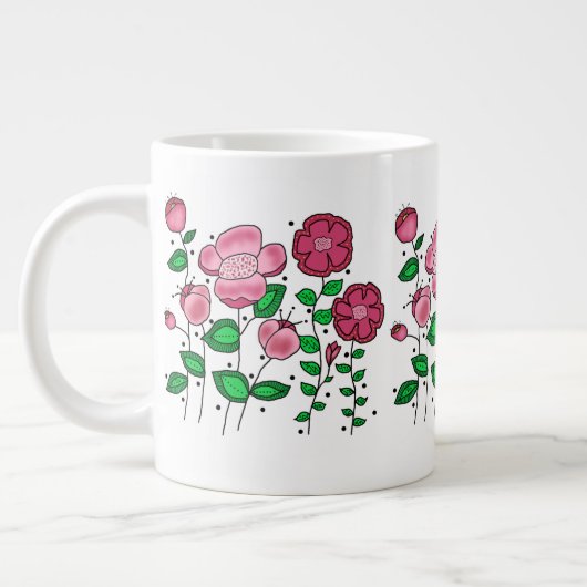 Jumbo mok van 20 oz. met roze bloemen (Links)