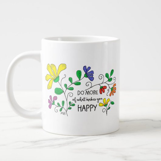 JUMBO Mug 20 oz.  Whimsical Floral Design Grote Koffiekop (Links)