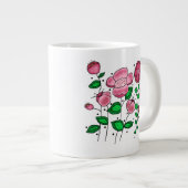 JUMBO Mug - Pink whimsical flowers Grote Koffiekop (Voorkant rechts)
