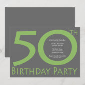 Jumbo Numbers Birthday Party (Linggroen / grijs) Kaart (Voorkant / Achterkant)