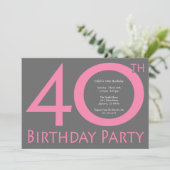 Jumbo Numbers Birthday Party (roze / grijs) Kaart (Staand voorkant)