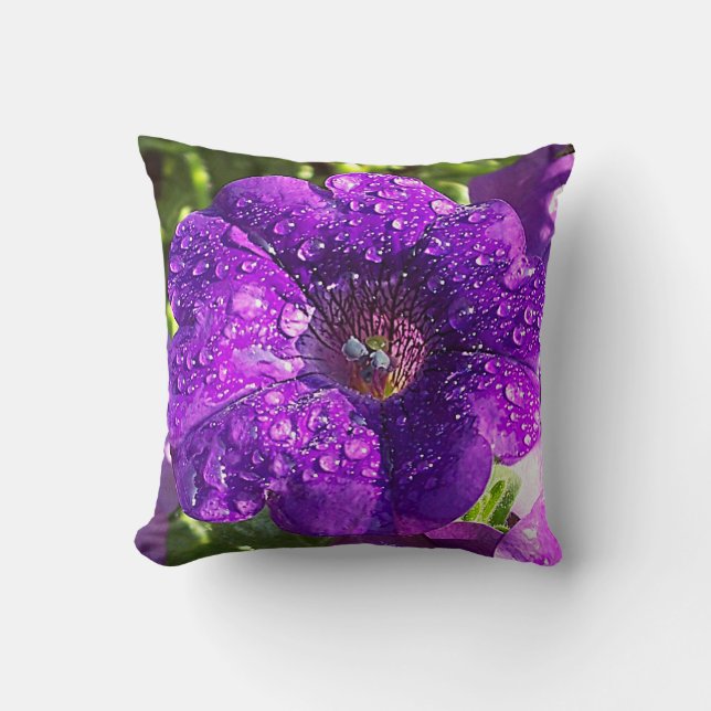 Jumbo Paars Petunia Flower Pillow Kussen (Voorkant)