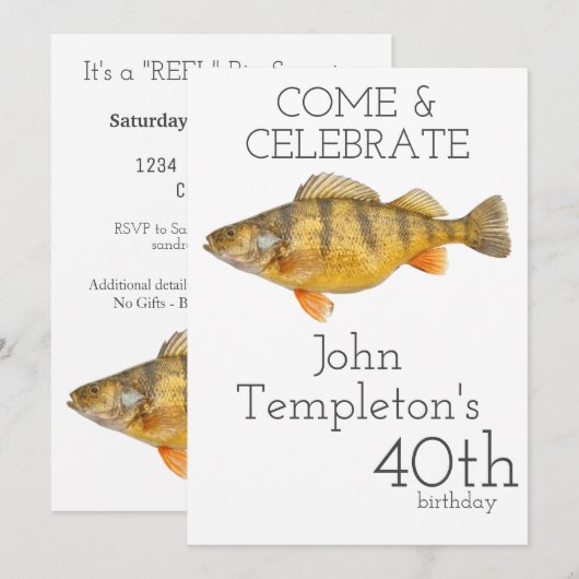 Jumbo Perch Vist Angler Mannen Kaart (Voorkant / Achterkant)