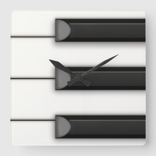 Jumbo Piano Keys Illustratie Muziek Vierkante Klok (Voorkant)