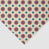 Jumbo Rood Blauw Polka's op Beige Tissue Paper Tissuepapier (Detail)