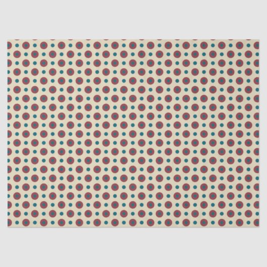 Jumbo Rood Blauw Polka's op Beige Tissue Paper Tissuepapier (Voorkant)