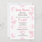 Jumbo Roze Polka Dot meisje Baby shower Invitation Kaart (Voorkant)