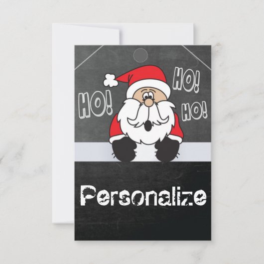 Jumbo Santa Chalkboard Style Label Kaart (Voorkant)