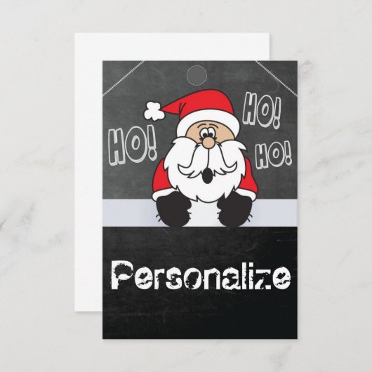 Jumbo Santa Chalkboard Style Label Kaart (Voorkant / Achterkant)