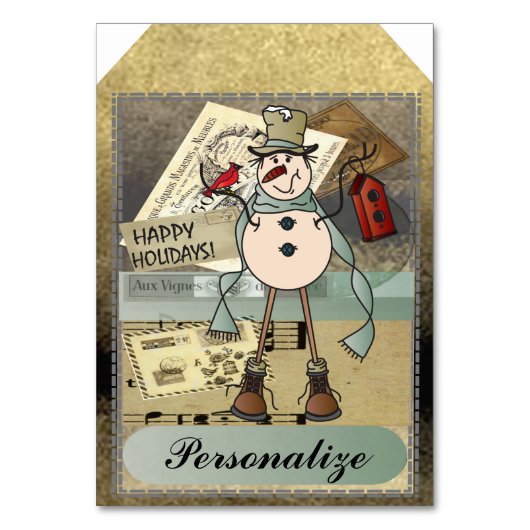Jumbo Size-cadeauLabels |  Blue Snowman Kaart (Voorkant)