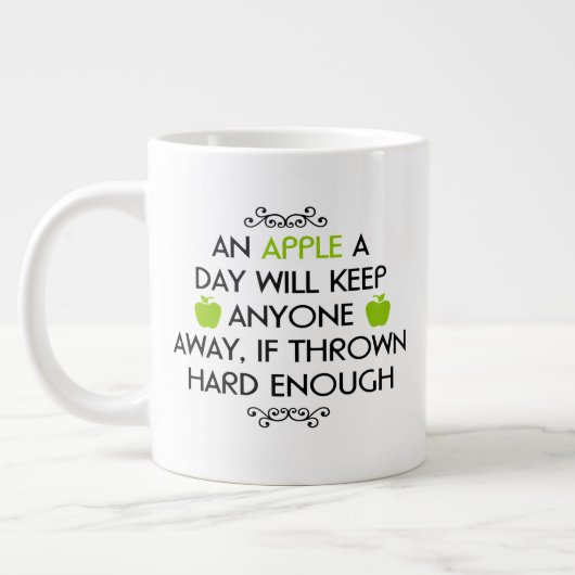Jumbo size mok met "Een Apple a Day" (Links)