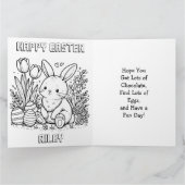 Jumbo-sized schattige paashaas en kleurplaat kaart (Binnen)