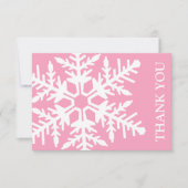 Jumbo Sneeuwvlok Dankuwenskaart (Roze / Wit) Kaart (Voorkant)