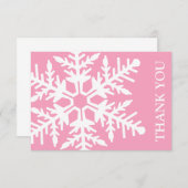 Jumbo Sneeuwvlok Dankuwenskaart (Roze / Wit) Kaart (Voorkant / Achterkant)