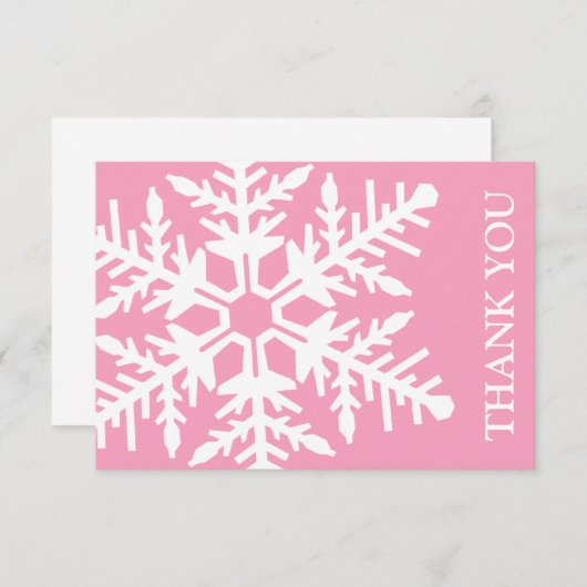 Jumbo Sneeuwvlok Dankuwenskaart (Roze / Wit) Kaart (Voorkant / Achterkant)