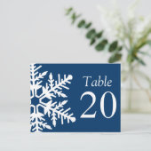 Jumbo Sneeuwvlok Tafelnummers (Navy Blue / White) (Staand voorkant)