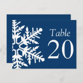 Jumbo Sneeuwvlok Tafelnummers (Navy Blue / White) (Voorkant / Achterkant)