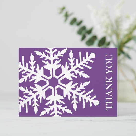 Jumbo Snowflake Hartelijk dank (donker Paars/wit) Kaart (Staand voorkant)