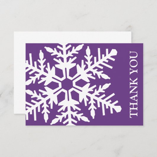 Jumbo Snowflake Hartelijk dank (donker Paars/wit) Kaart (Voorkant / Achterkant)