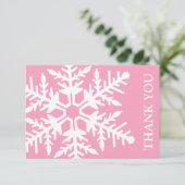 Jumbo Snowflake Hartelijk dank (roze / wit) Kaart (Staand voorkant)