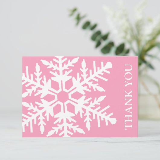 Jumbo Snowflake Hartelijk dank (roze / wit) Kaart (Staand voorkant)