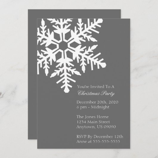Jumbo Snowflake-kerstfeest (grijs) Kaart (Voorkant / Achterkant)