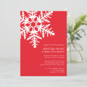 Jumbo Snowflake Wedding Invitations (rood) Kaart (Staand voorkant)